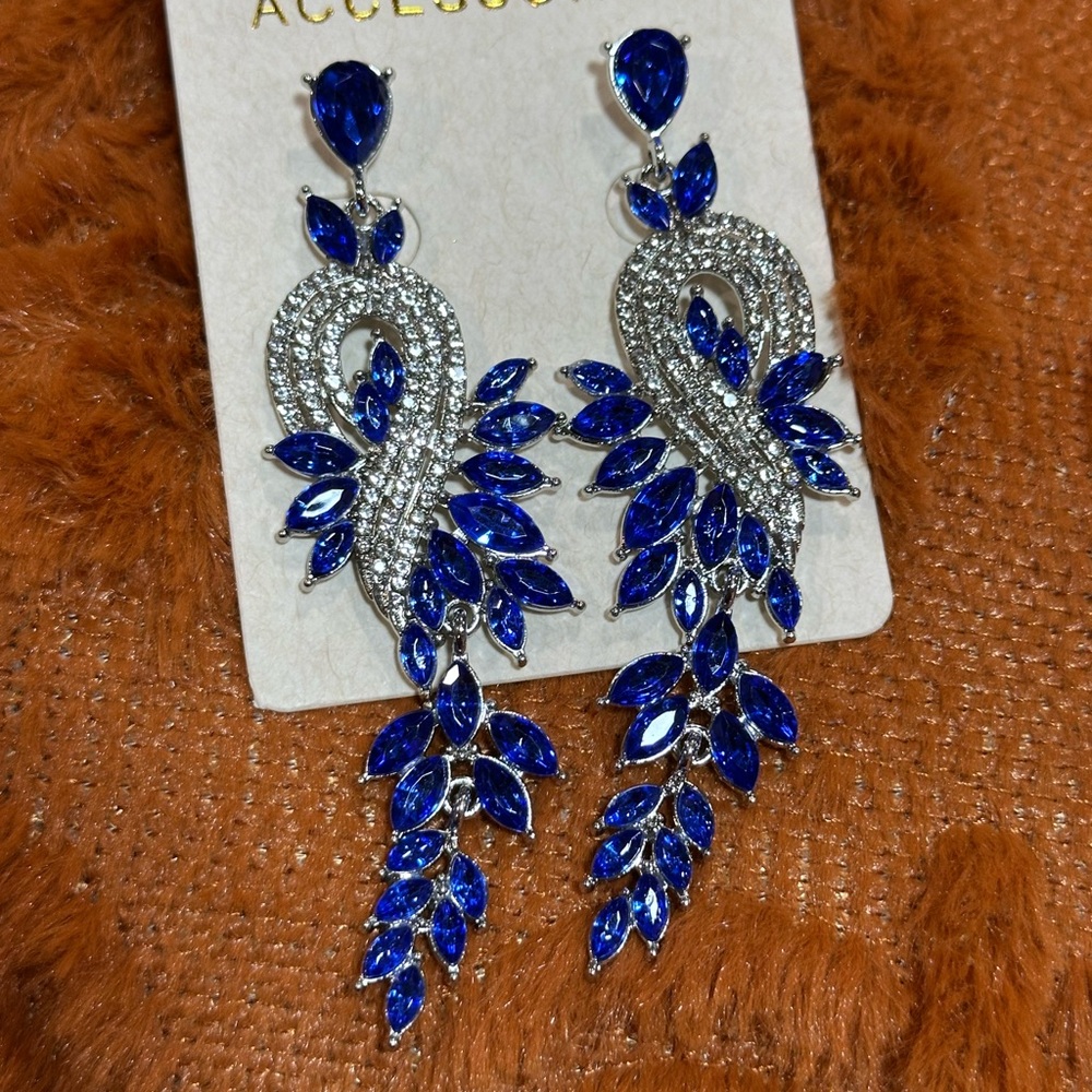 Blue and Silver Statement Earrings